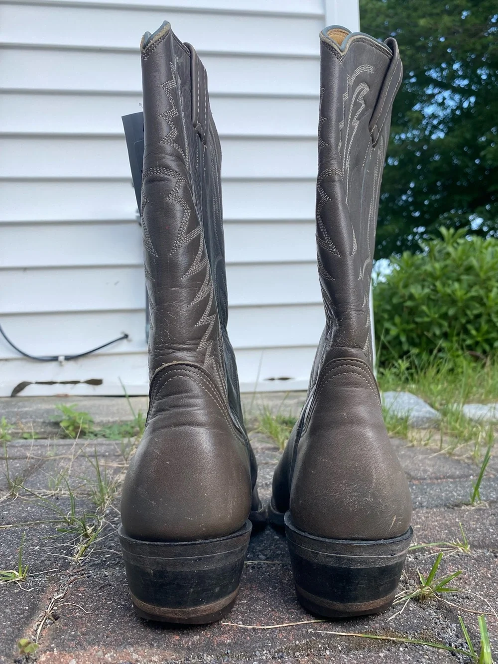 Gray Women’s Nocona Western Cowboy Boots with Embroidered Stitching